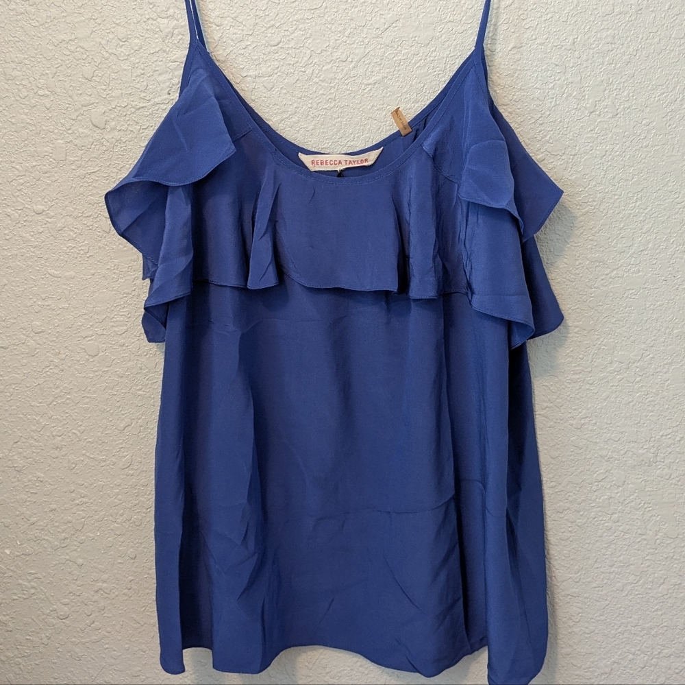 Rebecca Taylor Blue Ruffle Cami Spaghetti Strap Size 4